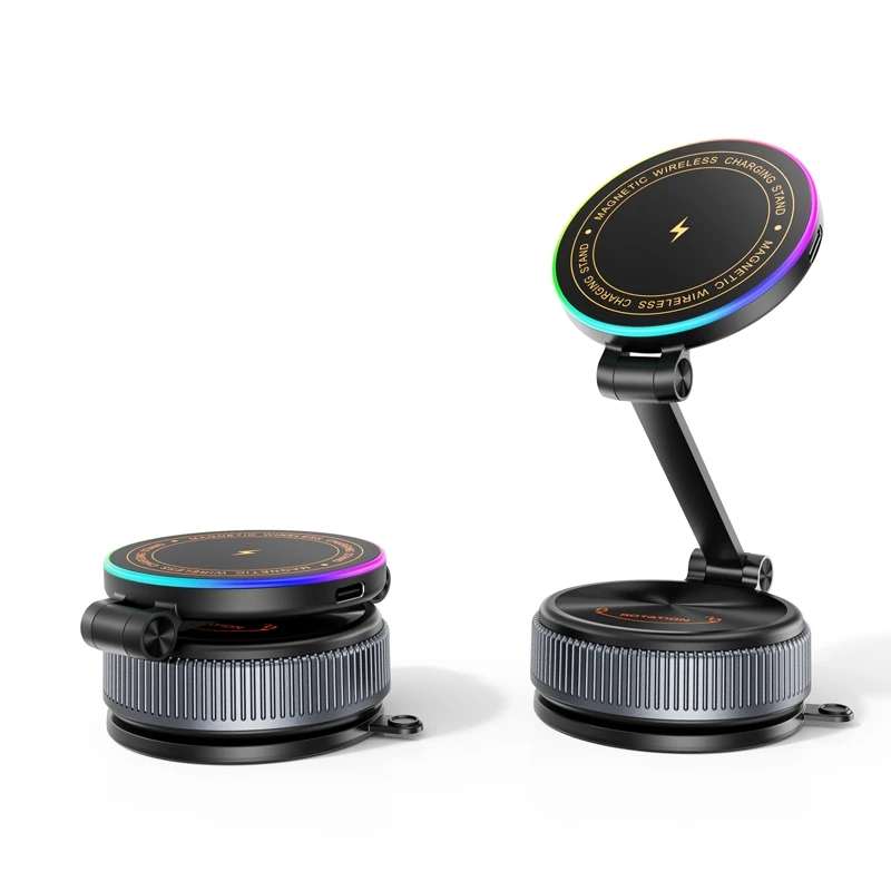 15W Wireless Magnetic Car Charger Holder 360° Rotating Vacuum Suction Navigation Mount Magsafe Fast Wireless Charger New