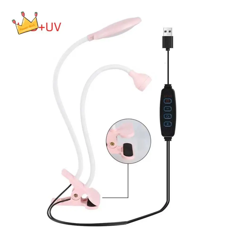 

Mini Double-head LED Table Lamp USB Clip Lamp Nightlight UV Curable Violet Lamp Portable Dormitory Lamp Gooseneck Nail Lamp Desk