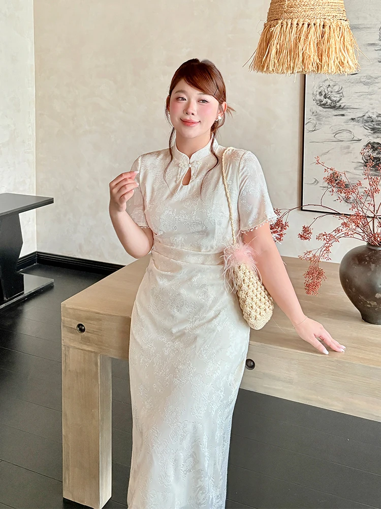 

Новое платье в китайском стиле с вышивкой, модное, больших размеров, летнее, элегантное, с завышенной талией, длинная юбка для женщин