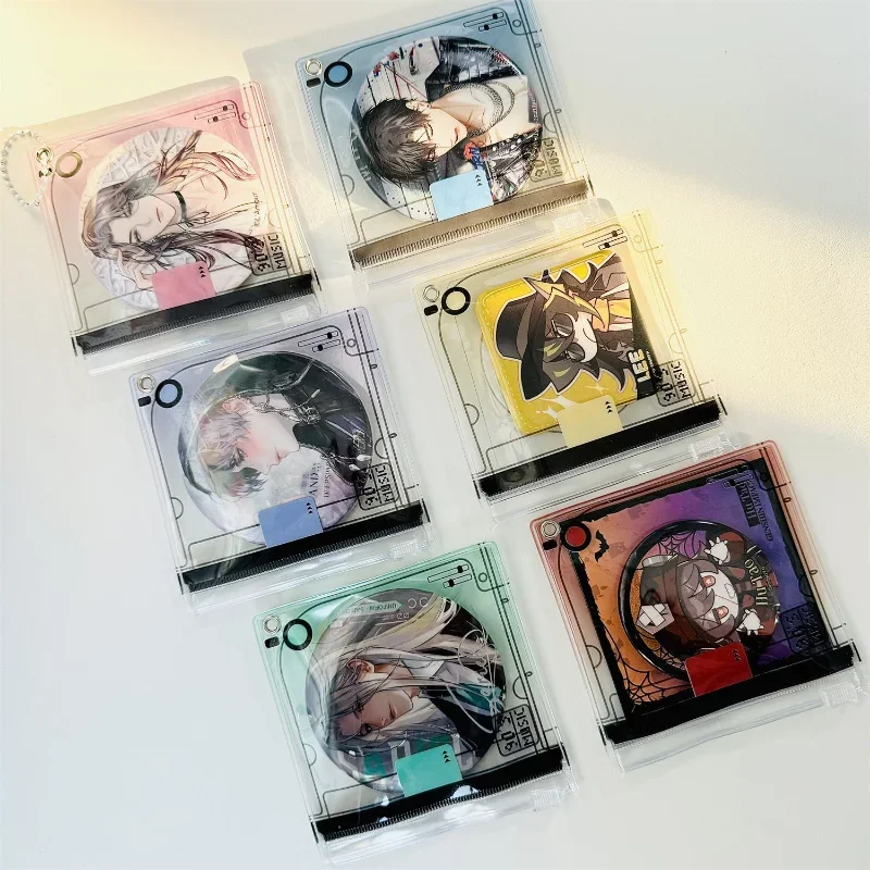1 Set 75mm 58mm Casual CD Style Anime Badge Holder Fashion PVC Zippered Storage Bag for Badge Pins Minimalist Multi-Use Pendant