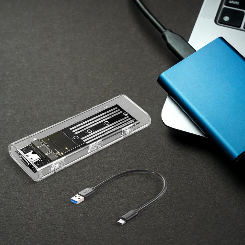 

Внешний корпус для SSD M.2 NGFF SATA Type C USB 3.1, 10 Гбит/с, прозрачный, для карт 2230/2242/2260/2280
