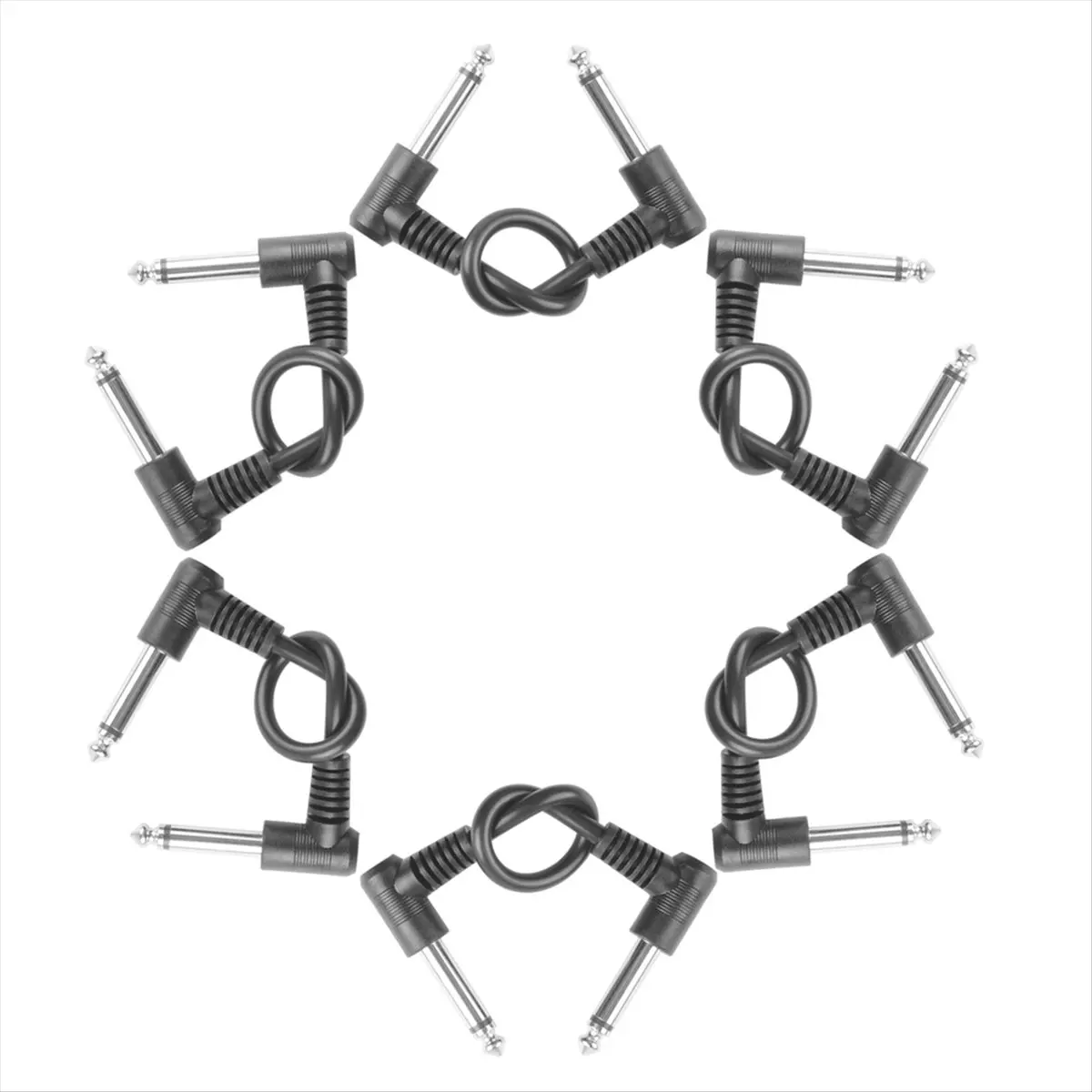 New arrival  6 Packs 18cm Guitar Effect Pedal Round Patch Cables Instrument Guitar Pedal Cable Connectors Patch Cable Black