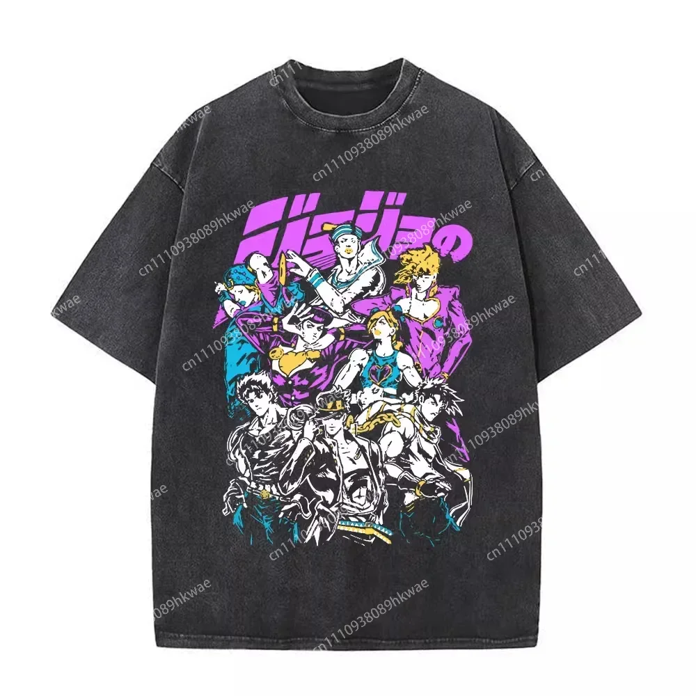 Jojo's Bizarre Adventure Vintage Washed Cotton T Shirt Oversized Streetwear All Jojo Protagonists Jonathan Joseph