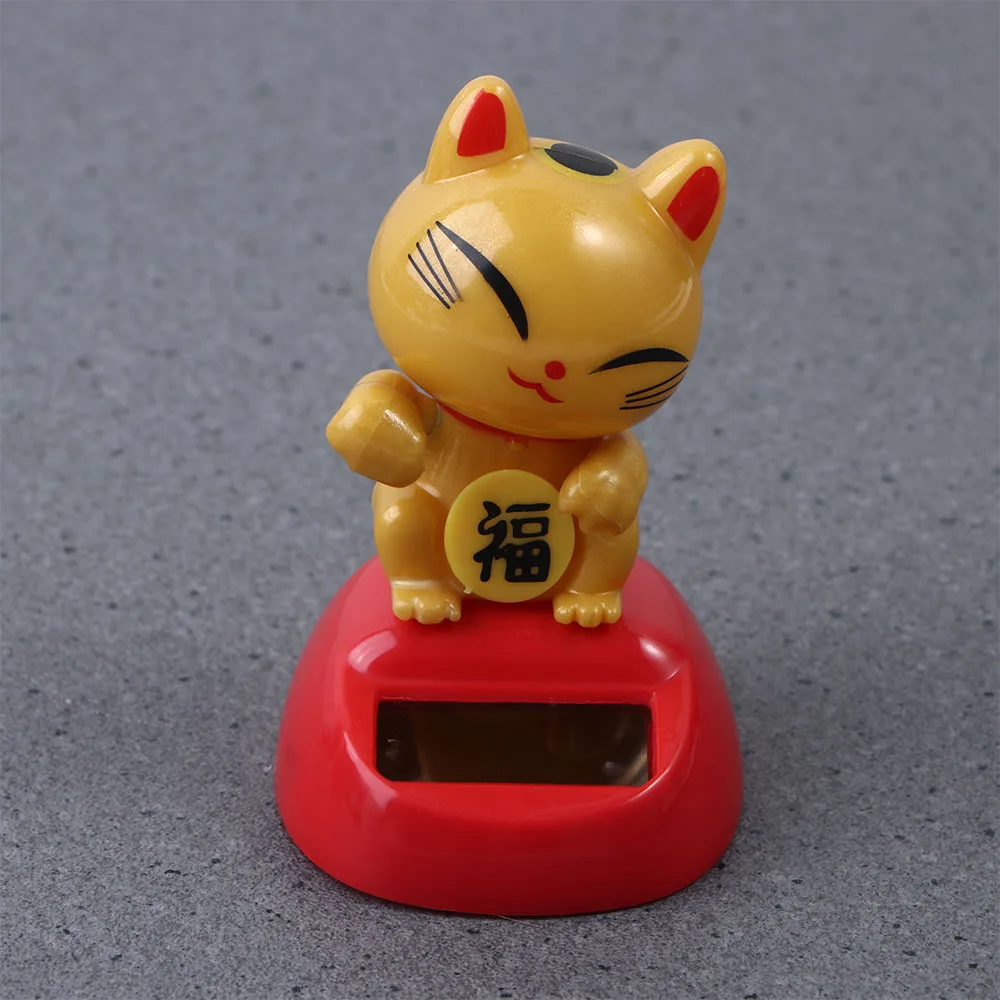 

Cute Solar Powered Lucky Cat Dancing Figurine Statue Shaking Hands Swinging Cat Doll Solar Toys Gift