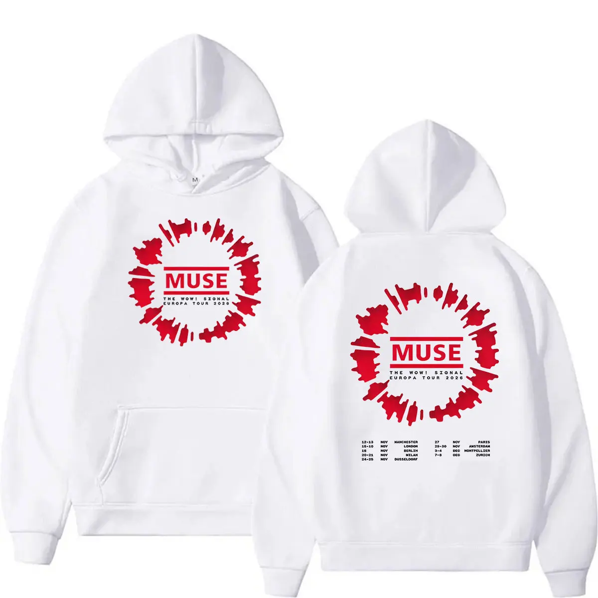 MUSE Band The Wow! Signal Tour 2026 Hoodie Men's Hip Hop Rock Pullover Sweatshirt Vintage Long Sleeve Fashion Hoodies Streetwear