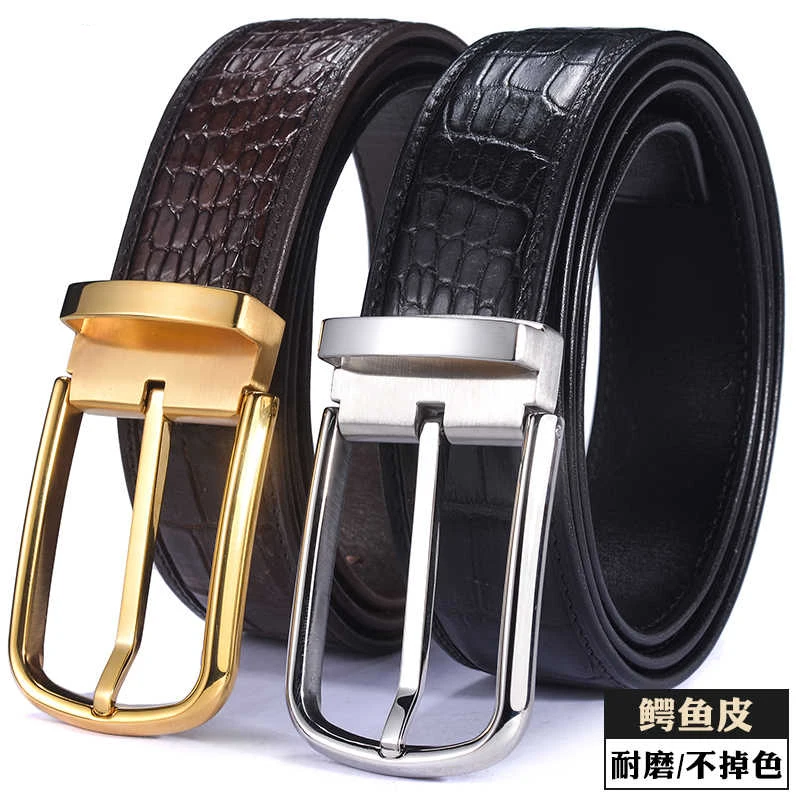 Thai Real Crocodile Skin Belt for Men - Business Style, Suitable for Middle-aged and Young Men, Full Abdominal Belly Genuine Lea