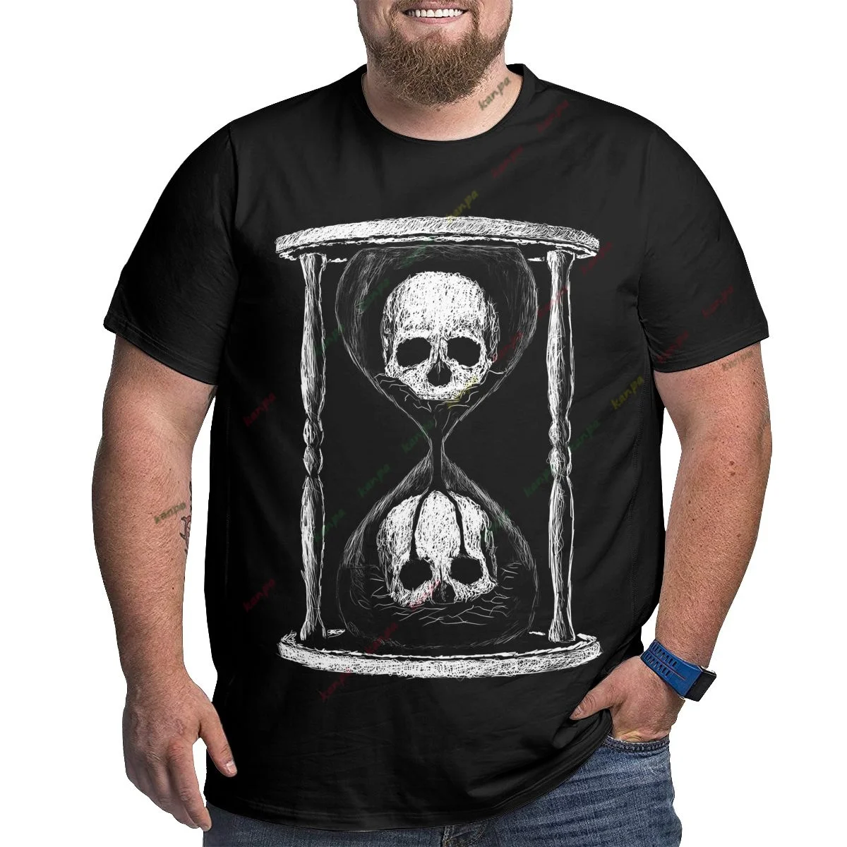 Men's Horror Skull Print T-Shirt 3D Print Vintage O-Neck Short Sleeve Fashion Oversized T-Shirts Men's Summer Street Clothing xl