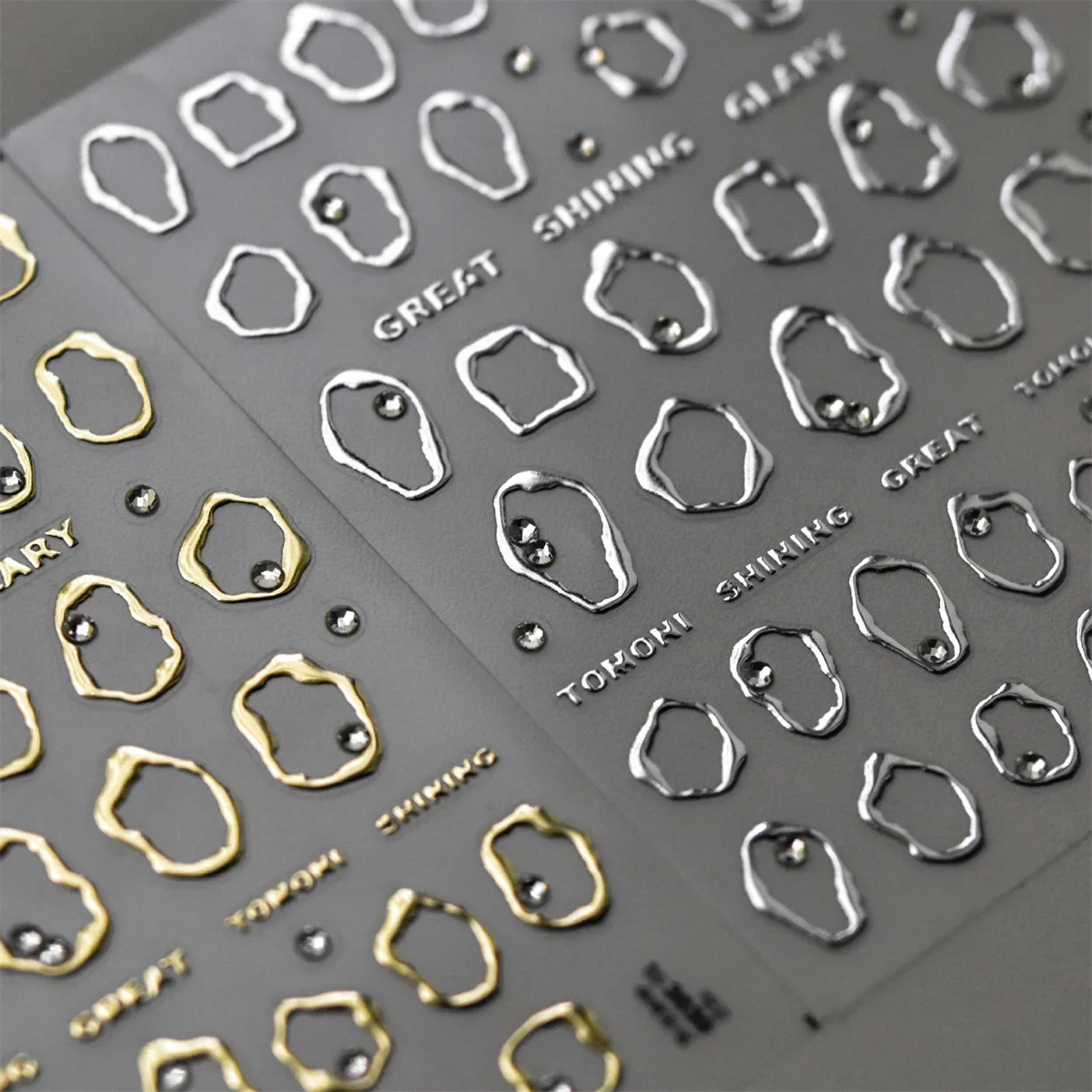 

1pcs 5D Rhinestones Gold Silver Irregular Pattern Nail Sticker Simple Design Adhesive Slider Nail Art Decoration Decals Supplies