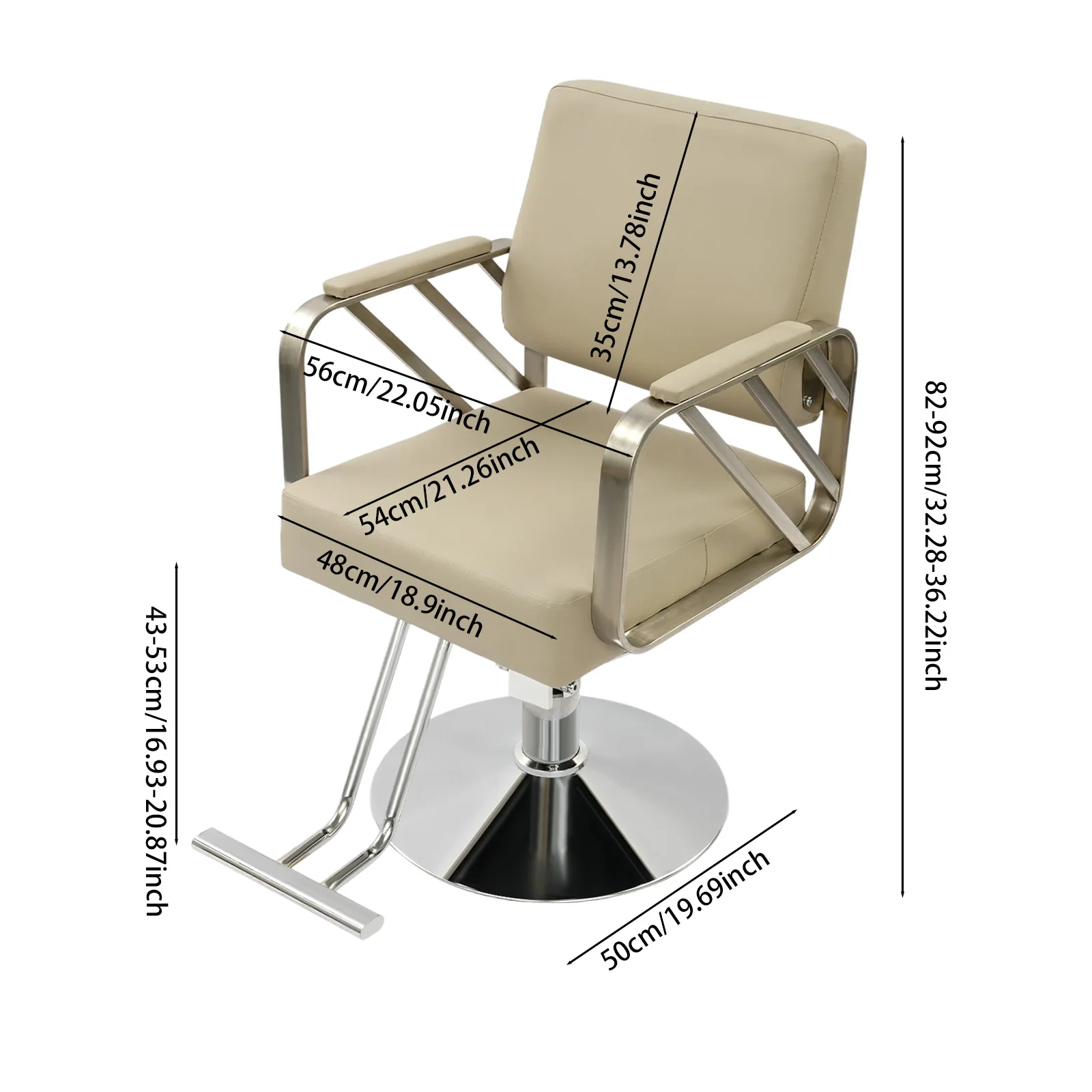 360° Swivel Salon Chair, Professional Hydraulic Styling Seat with Adjustable Height (82-92cm), Ergonomic Grey PU Cushion & Footrest, Sturdy Round Base, Easy Clean, for Salon, Spa & Grooming