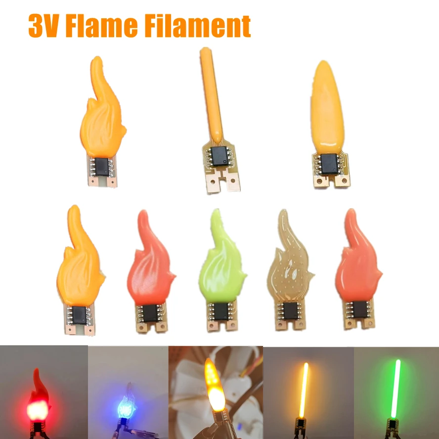3V Led Flash Flame Flowing Filament Candles Edison Bulb LED Filament Diode Birthday Party Decoration Light Bulb Accessories DIY