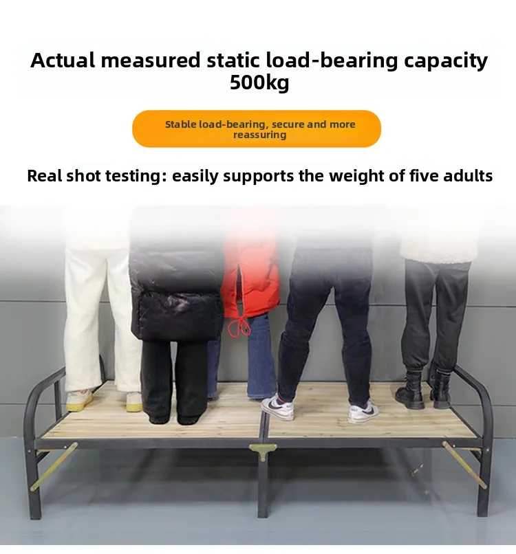 LMM folding bed single bed household adult folding iron bed double