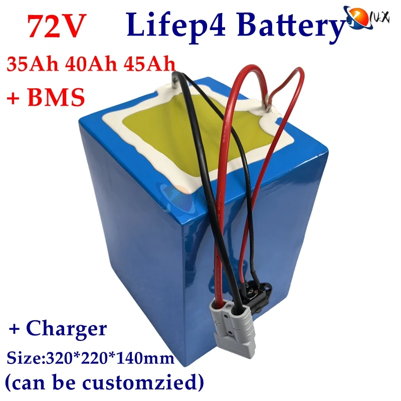 YNX Lifepo4 72v 35ah 40ah 45Ah lithium battery with BMS 24S for 6000W motocycle/Golf cart/sightseeing bus+5A Charger