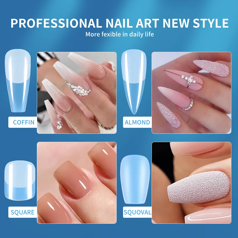 120pcs UltraThin Mid Length Nail Tips Coffin Short Square Half Matte NoFile False Full Cover Nails Gelly Tips For Nail Extension