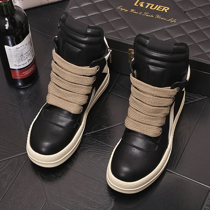 Men Genuine Leather Shoes Sneakers Mens Boots Fashion Casual Ankle Boots Man Male Platform Shoes for Men Designer Luxury Shoes