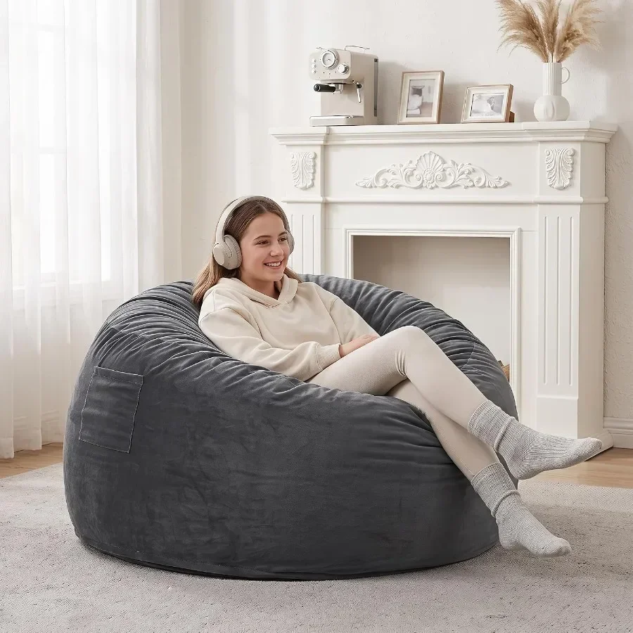 Bean Bag Chair with Filling Included, Large Comfy Bean Bag Chairs for Adults, Teens, Memory Foam, Machine Washable Thick Dutch