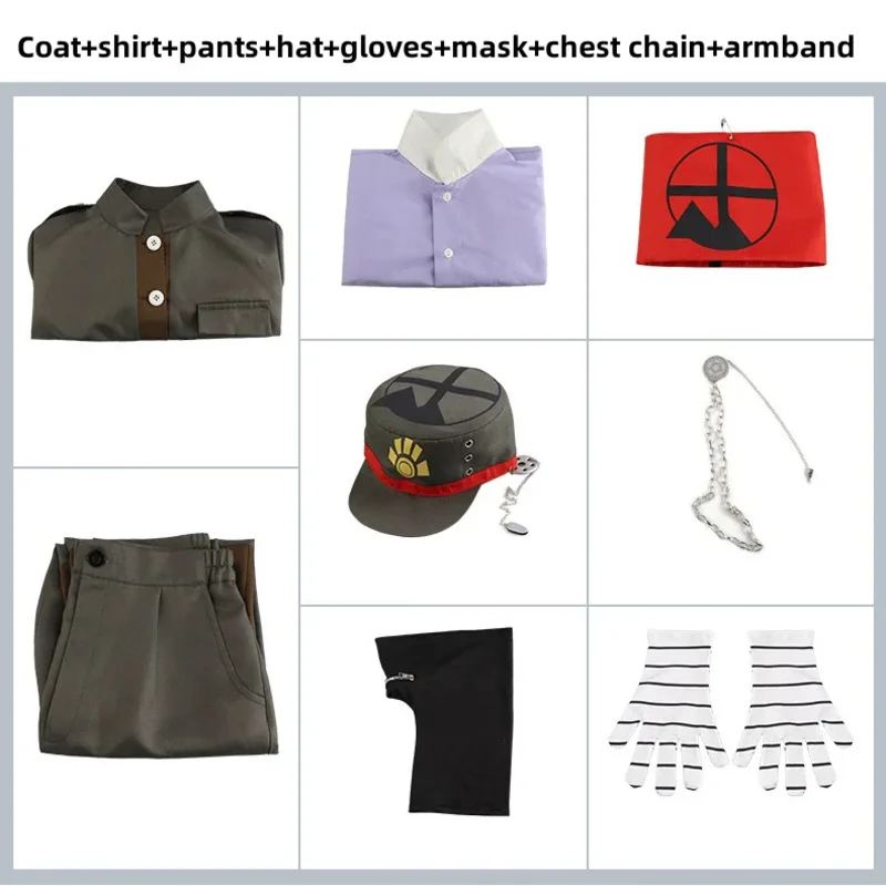 CyAnime juego Korekiyo Shinguji Cosplay disfraz peluca verde oscuro uniforme militar abrigo sombrero conjunto completo hombre mujer Halloween carnaval Su