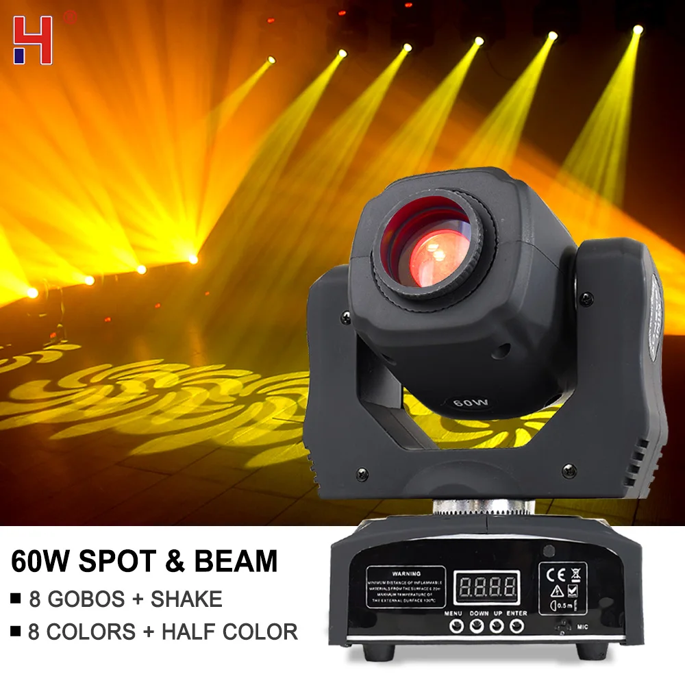 Mini LED Moving Head Spot Light 60W Professional Stage Lighting Projector For Home Party Disco