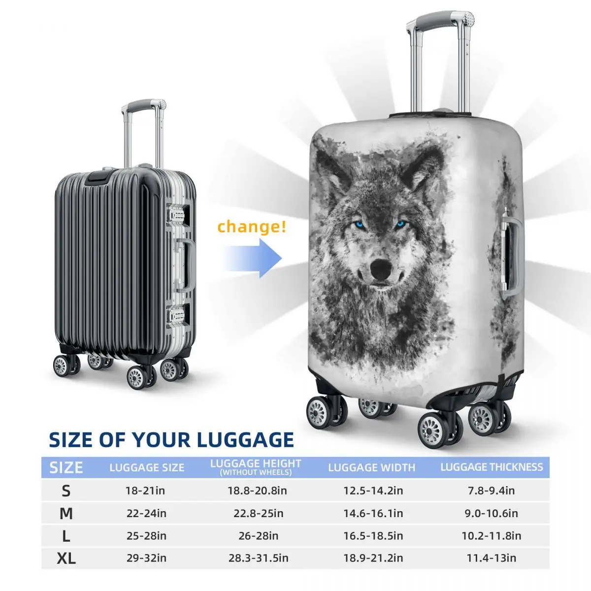 Custom Dier Wolf Koffer Cover Stofdichte Bagage Beschermhoezen Voor 18-32 Inch