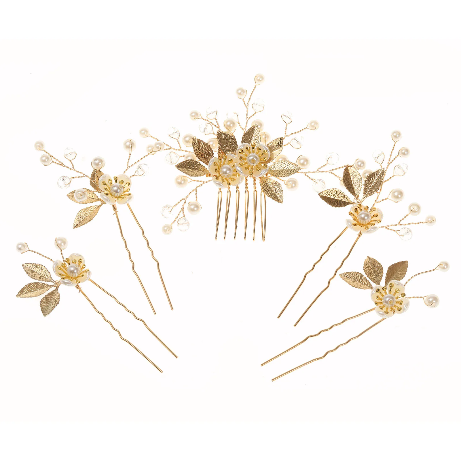 5pcs Hairpin Headdress Set Beads Decor Hair Styling Tool Hair Jewelry for Valentine's Day Lover Gift