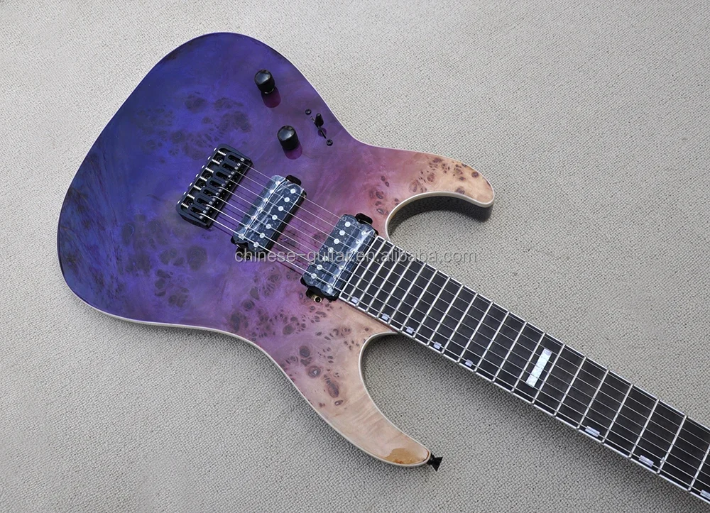 Flyoung Purple electric Guitar Factory High QUality Left Handed Neck Through Body Ebony Fretboard