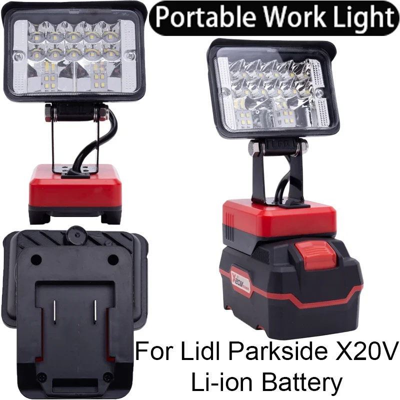 Snoerloze Led-Werklamp Voor Lidl Parkside X 20V Li-Ion Batterij Draagbare Buitenverlichting Zaklamp Draagbare Lantaarn