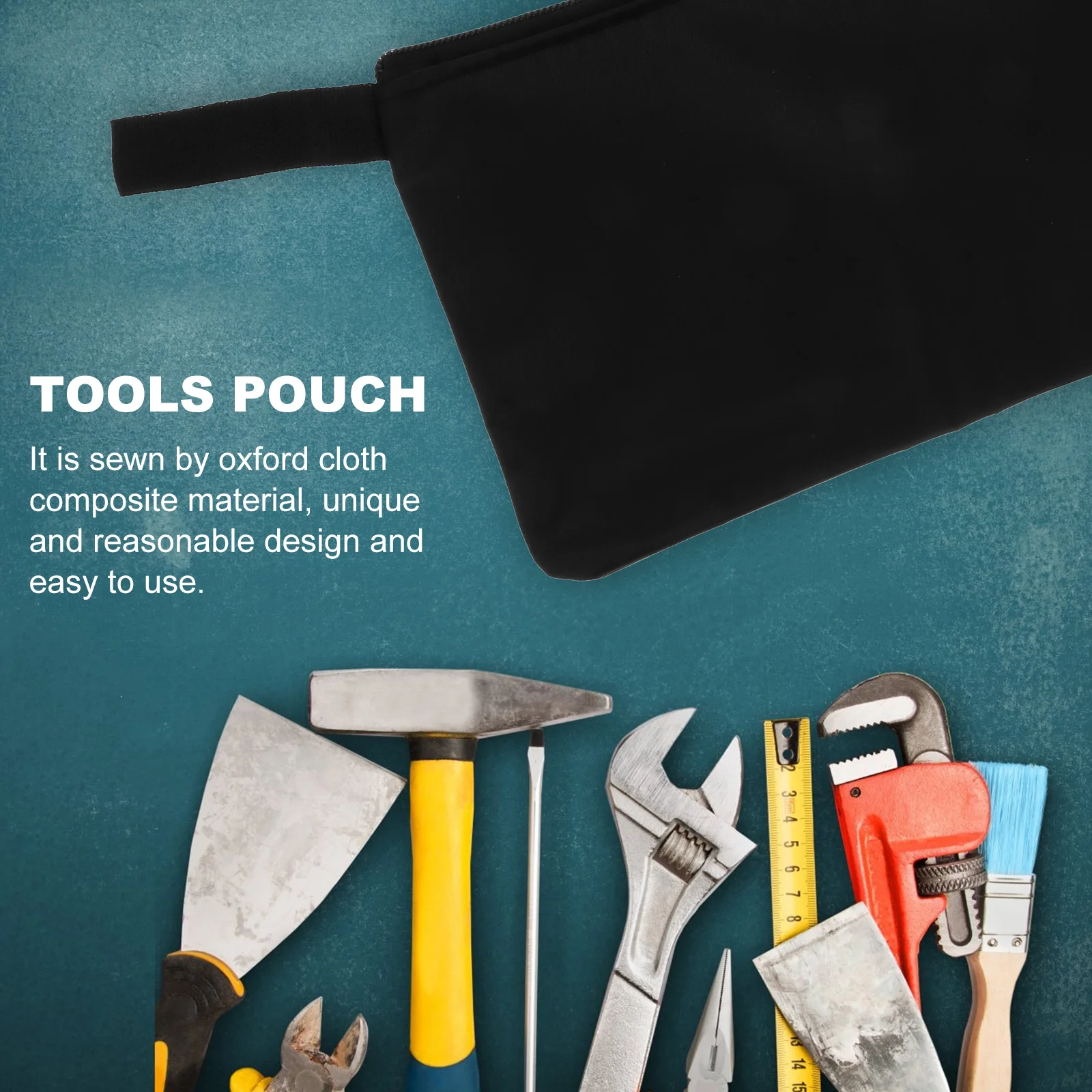 

5Pcs Waterproof Oxford Cloth Tool Bags Durable Large Capacity Zipper Toolkit Portable Black Tool Storage Pouch Lanyard