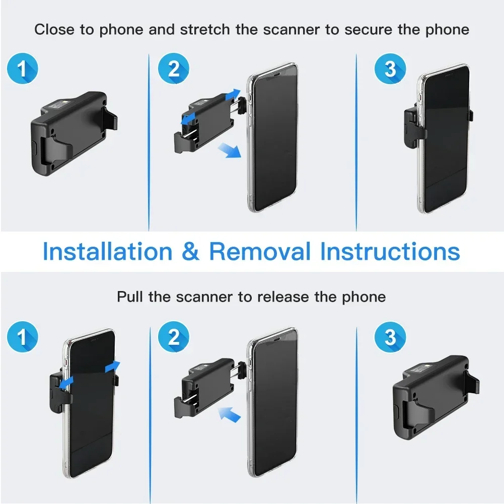 Imagem -06 - Barcode Scanner 2d Back Clip Bluetooth Leitor de Código de Barras do Telefone Portátil Data Matrix 1d2d qr Scanner Android Ios System Eyoyo-ey022