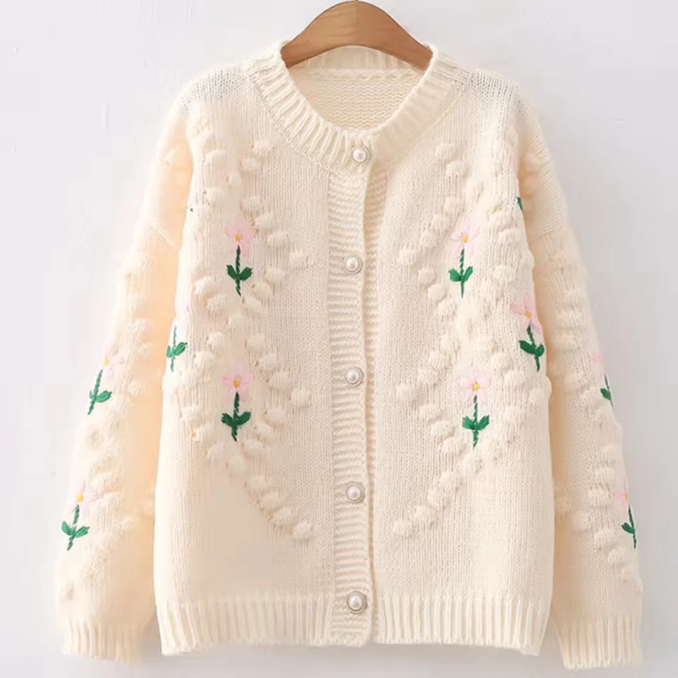 Women Early Autumn Sweater Spring And Autumn New Cardigan Design Sense Short Hand Embroidered Lazy Women'S Sweater