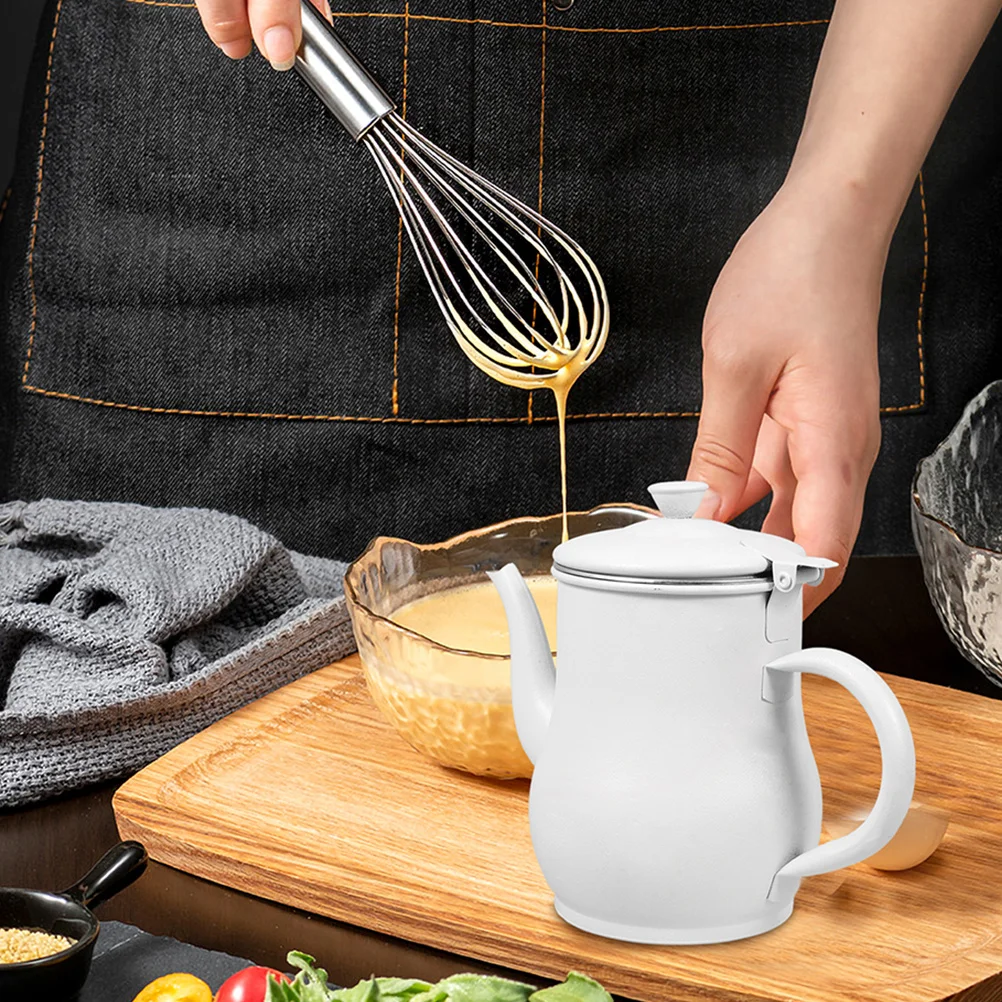 

1pc 70 Oz Stainless Steel Oil Pot Fine Mesh Filter Large Capacity Grease Container For Reusable Cooking Oil Kitchen Storage Jar