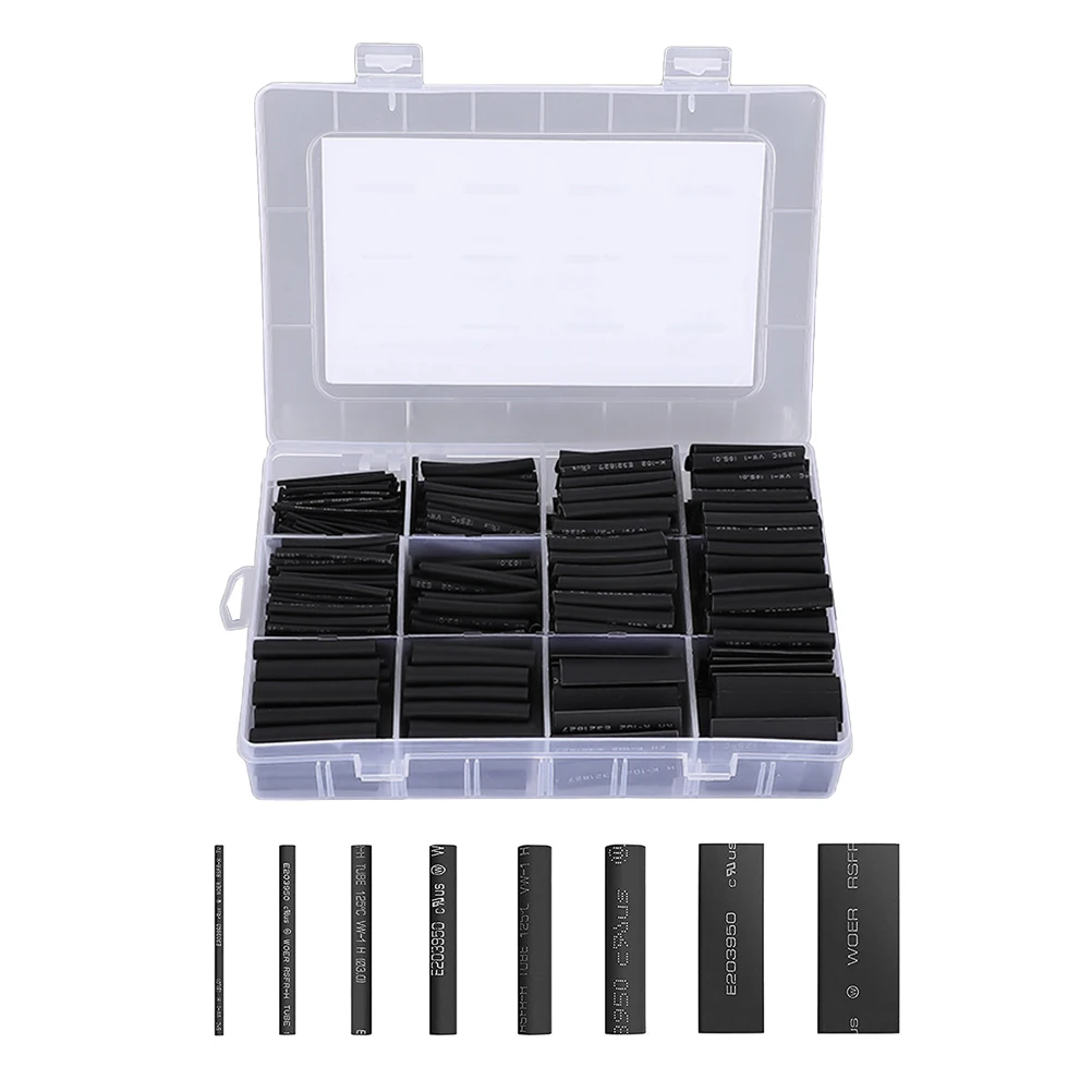 

650 Pcs Heat Shrink Tubing Repair Protection Tubes Movable Kit Black Shrinking Tubings