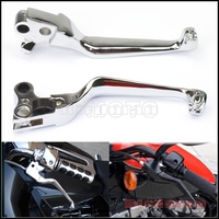 2X Motorcycle Hand Brake Clutch Levers For Harley Sportster XL Dyna Softail Heritage Touring Wide Blade Chrome Skull Levers