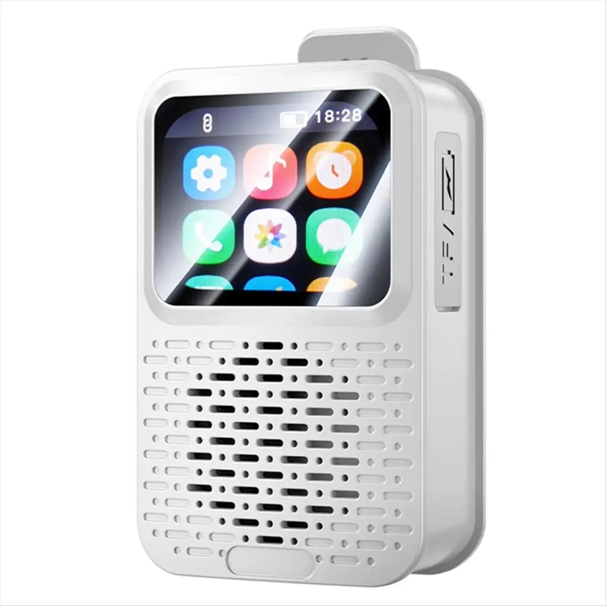 《Factory Direct》Wearable Smart Speaker IPX5 Waterproof Smart Screen Powerful Subwoofer Touch Screen Alarm Clock Wireless Player,
