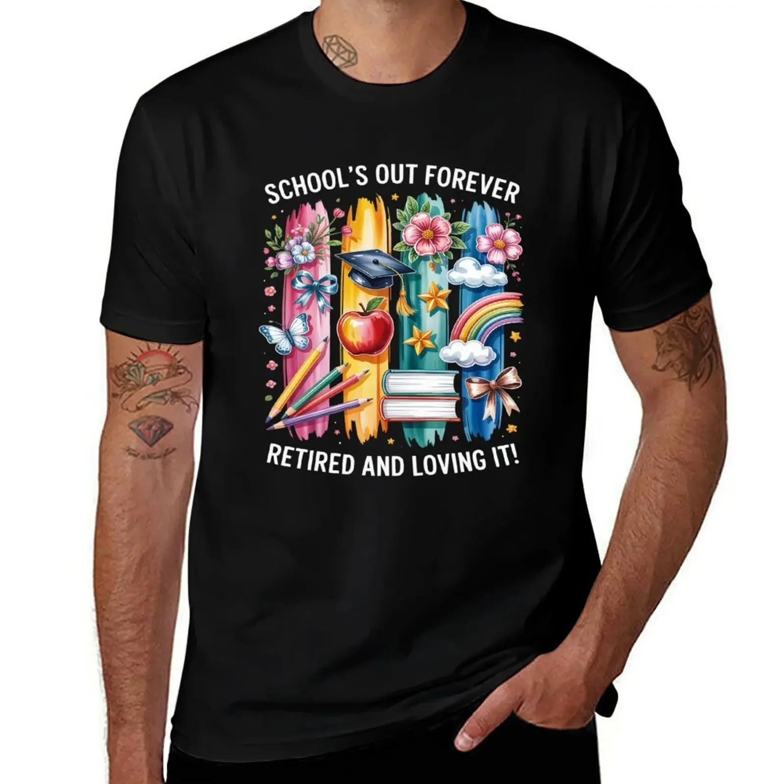 

Футболка School's Out Forever для учителя на пенсии 2025 года, роскошная футболка, уличная мужская футболка