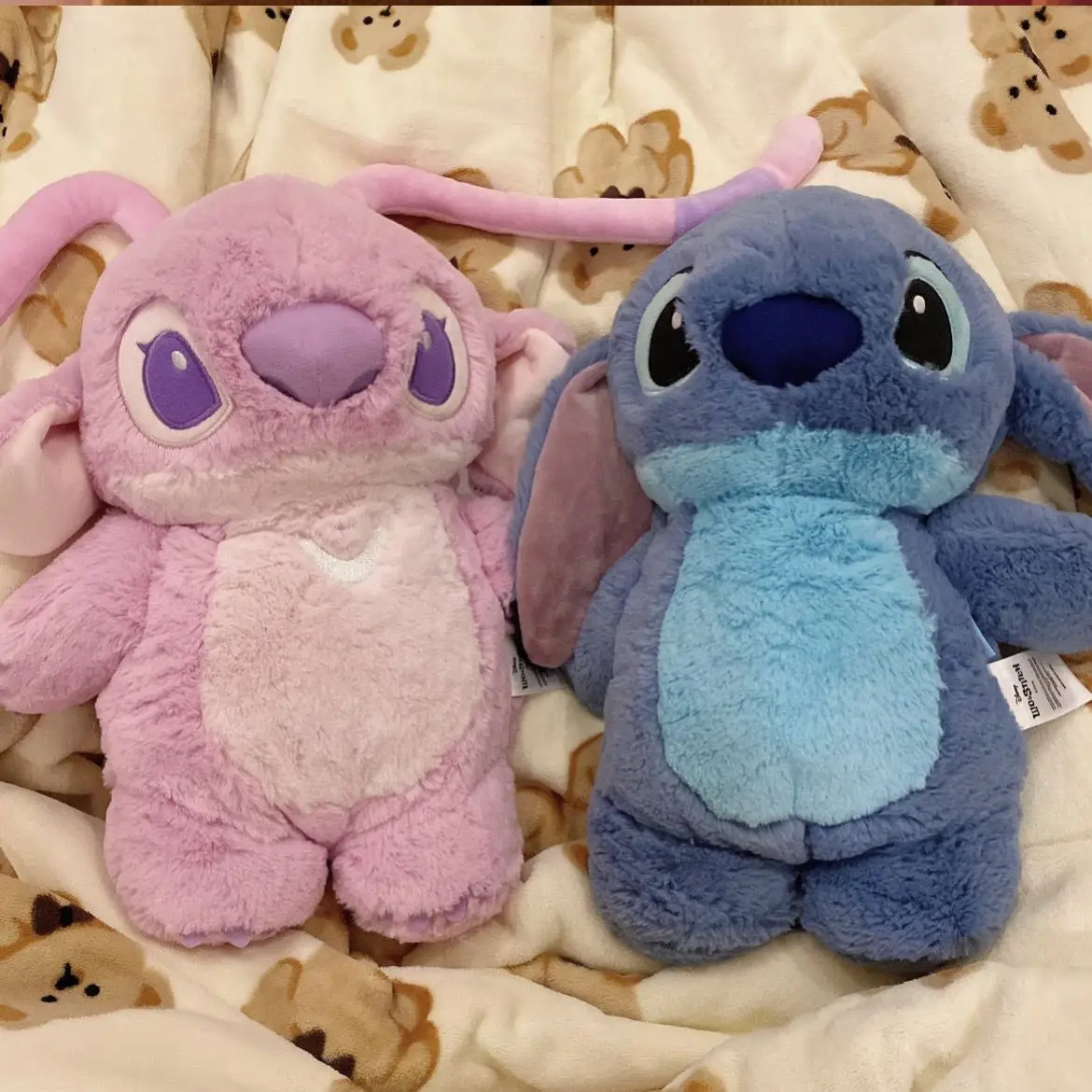 Stitch Angel Plushes Hand Warmer Disney Anime Hot Water Bottle Winter Warm Handbag Accessory Kids Home Water Filling Doll Gifts