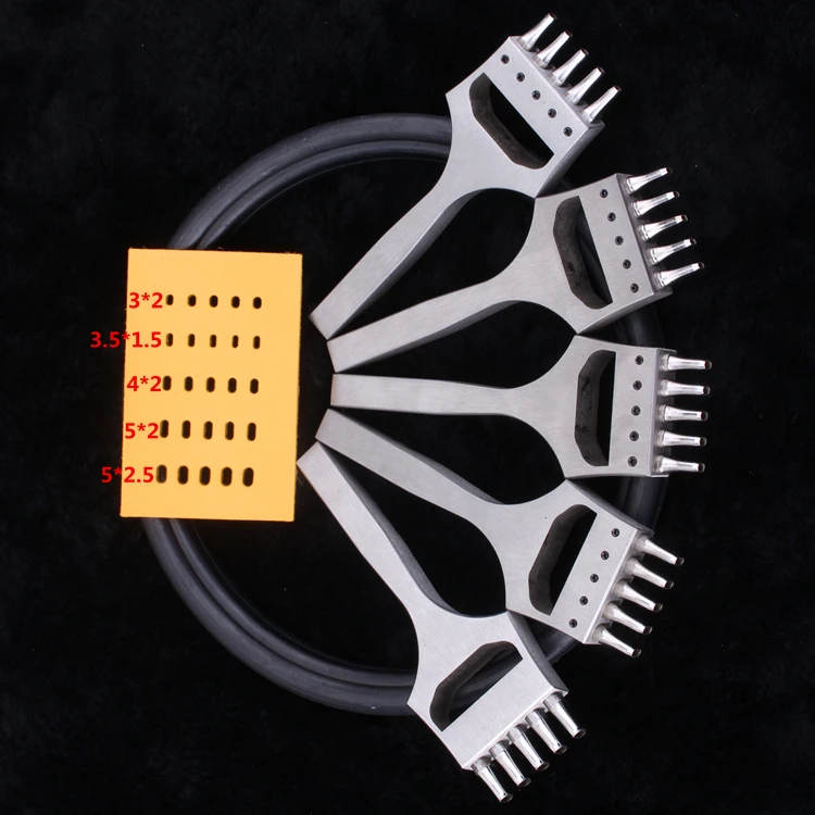 

Leather Craft Watch Band strap Oval Hole Punch Tools Stitching 5 Prong Eyelet Cutter head removable chisel Tools/set