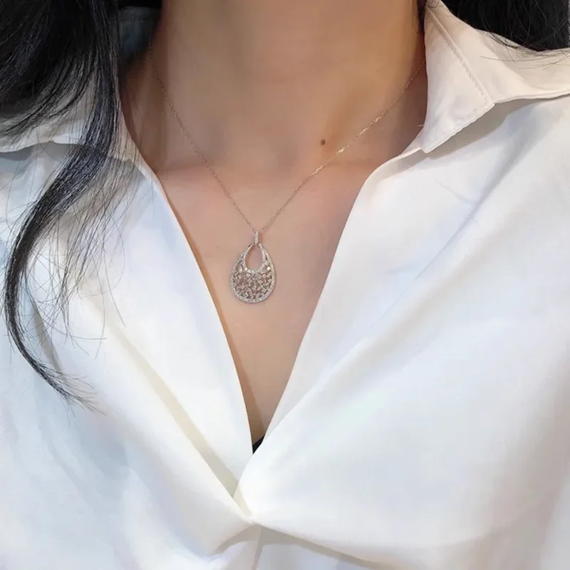 CAOSHI Luxury Drop-shaped Pendant Necklace Female Wedding Party Jewelry with Brilliant Zirconia Fashion Exquisite Accessories