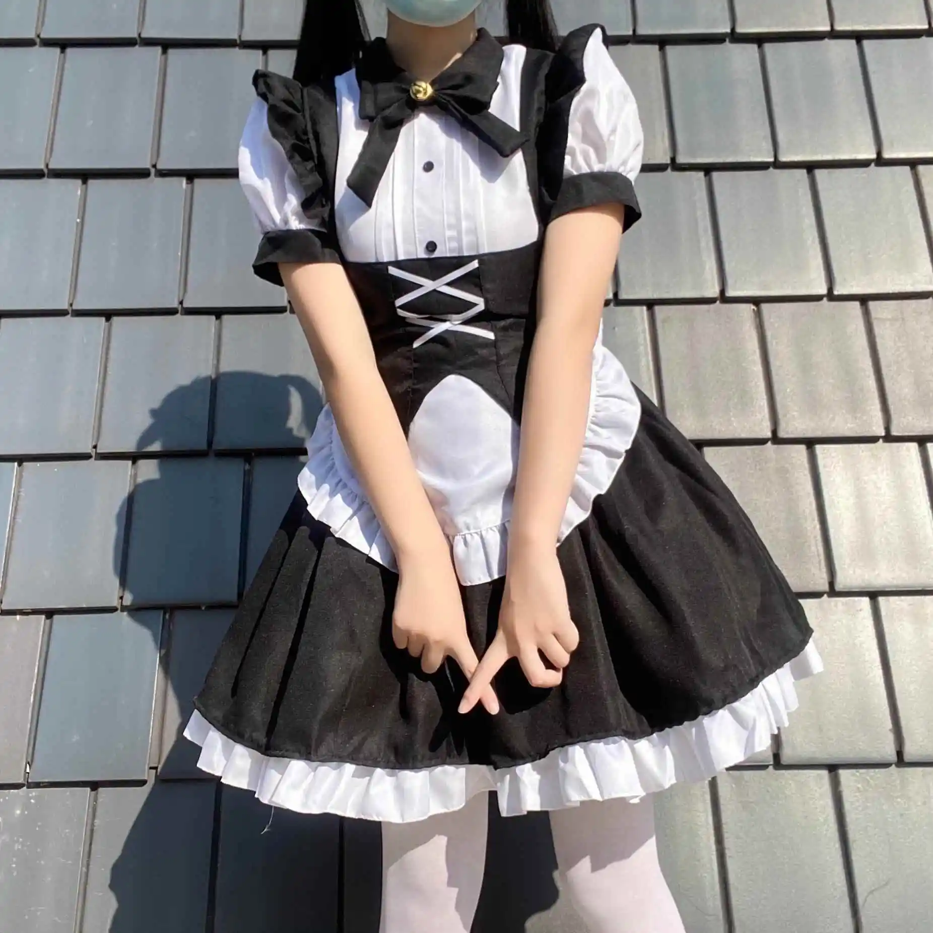 

New Gothic Style Black White Maid Uniform Halloween Costume Lolita Women's Dress Elegant Ladyboss Skirt Suit