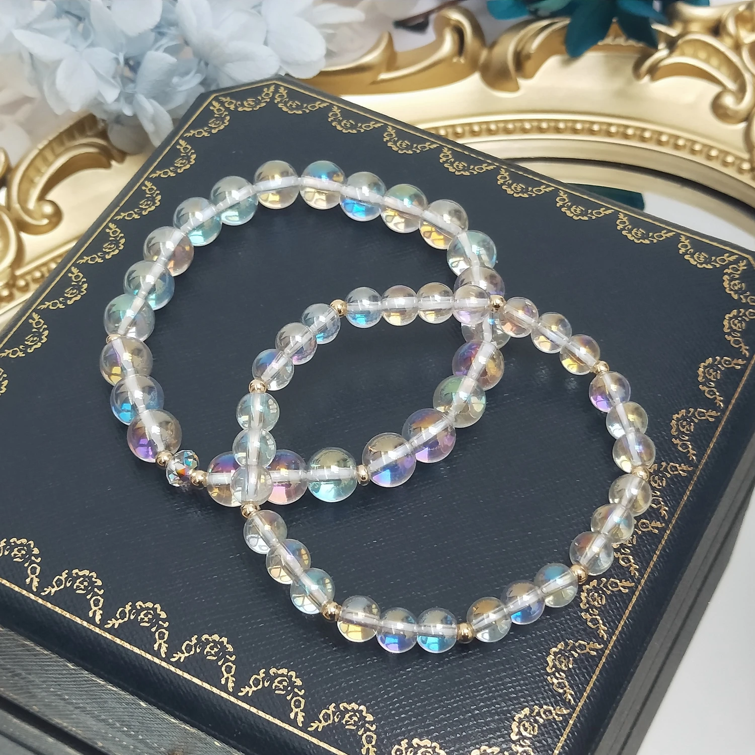 

Lii Ji Aurora American 14K Gold Filled 6mm/8mm Elastic Bracelet 18cm For Female Jewelry