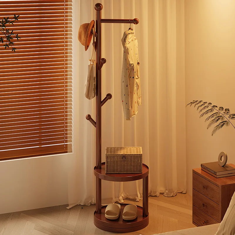 

Solid wood coat rack, living room floor-to-ceiling household rack, indoor multi-functional clothes rack, bedroom bedside rack