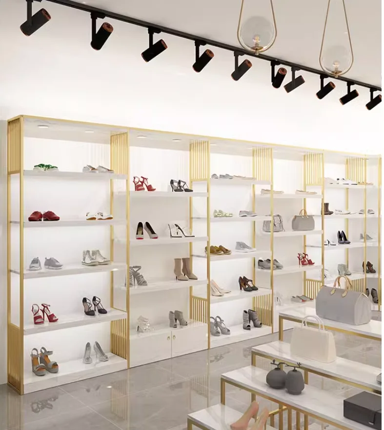 

Shoe rack Stores use shoe display racks to support clothing store shoe racks