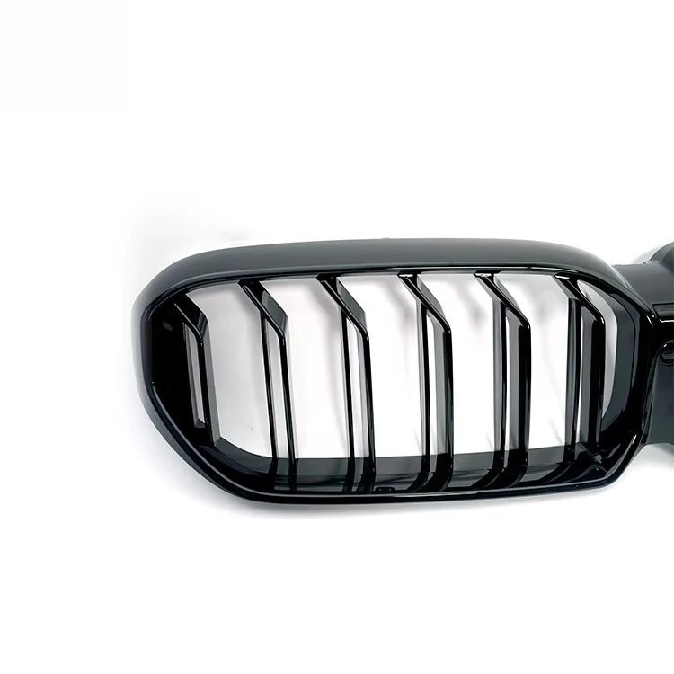 شبكة خاصة من مادة ABS مزدوجة الشريحة لسيارة BMW 5 Series G30 G38 LCI 2021-شواية المصد الأمامي باللون الأسود اللامع