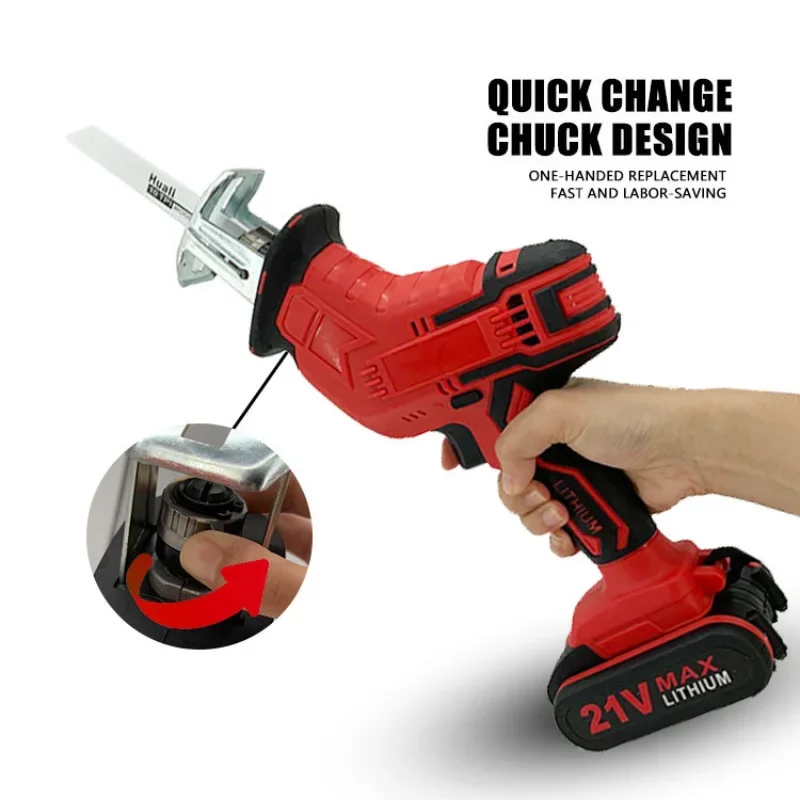 

21V Cordless Reciprocating Saw Portable Adjustable Speed Chainsaw Wood Metal PVC Pipe Cutting Saw Power Tool Makita Battery