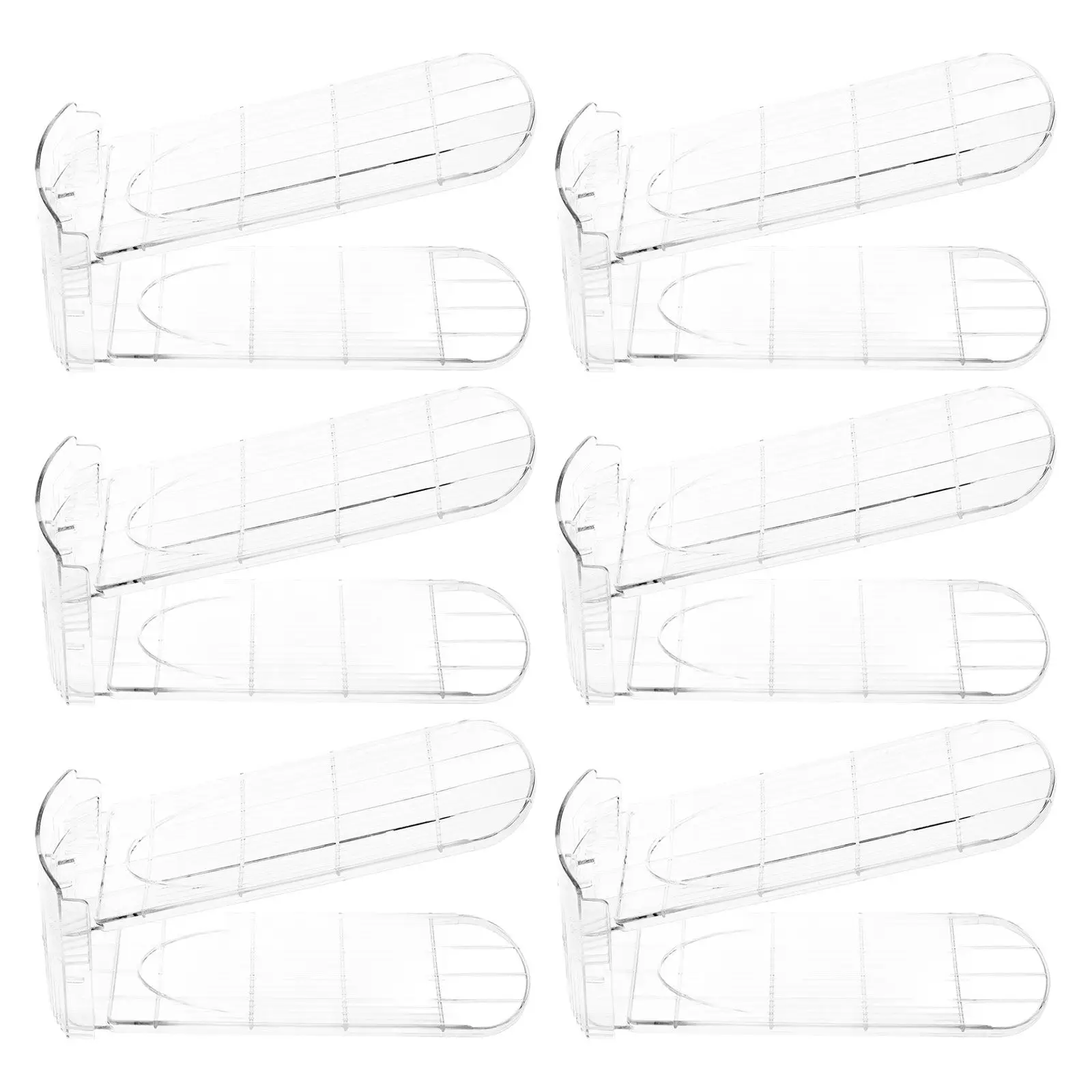 6Pcs Shoe Rack Double Layer Adjustable Folding Shoe Storage Organizer Space Saving Shoes Organizer for Entryway Closet
