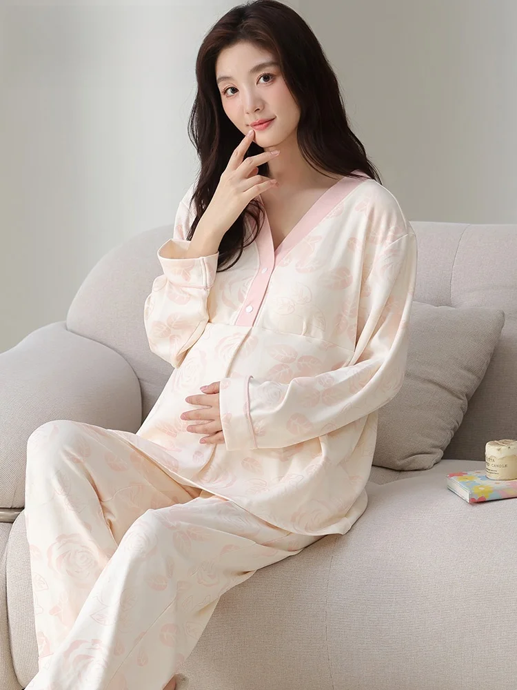 set-di-abbigliamento-da-casa-per-donne-in-gravidanza-comodo-dolce-ampio-a-maniche-lunghe-adatto-anche-per-l'uso-all'aperto-ideale-per-la-stagione-primaverile-e-autunnale