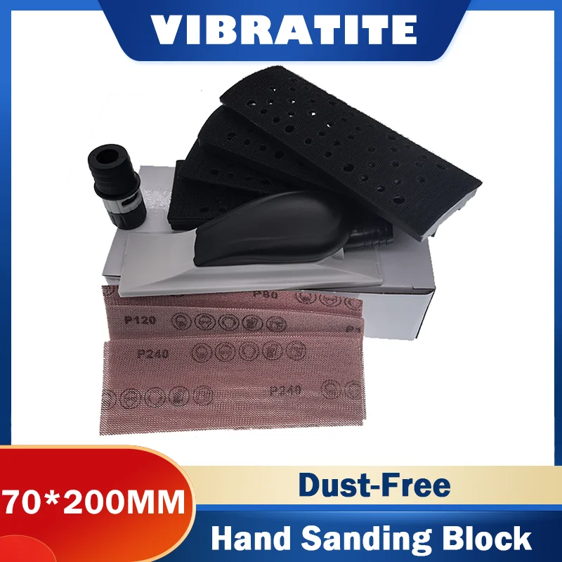 70*200MM Multi-Hole Sanding Block Kit 11Pcs with Mesh Sandpaper and Replacement Board for Dust-Free Wood Polishing Car Detailing