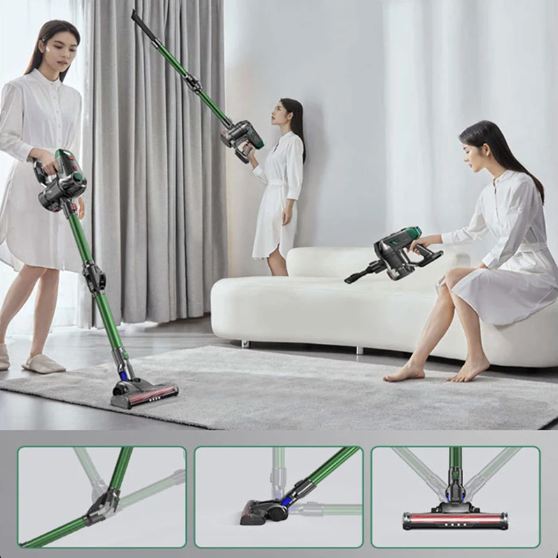 مكنسة كهربائية محمولة لاسلكية 15kPa شفط قوي بطارية قابلة للإزالة إضاءة LED 40 دقيقة وقت التشغيل منظف أرضيات المنزل