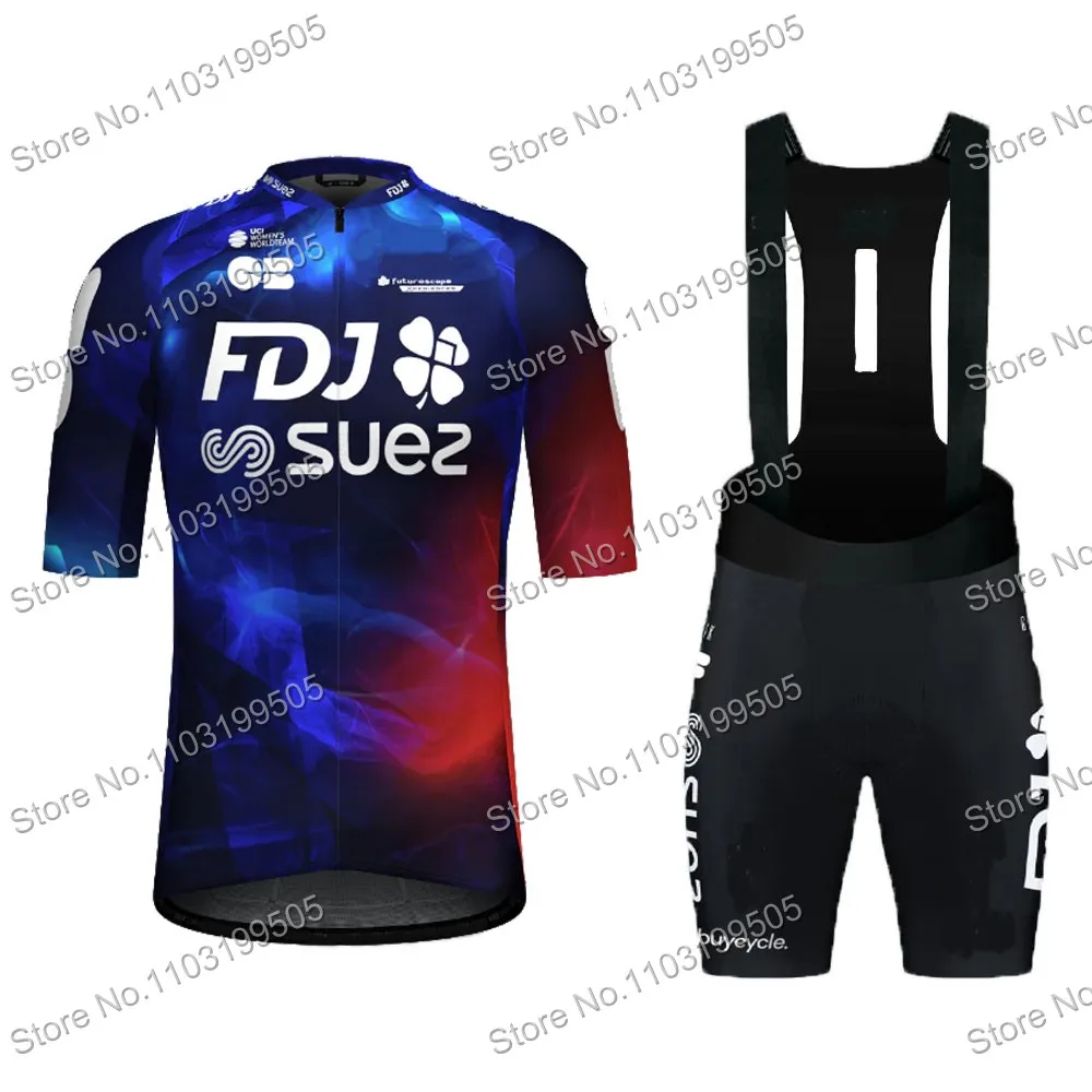 FDJ SUEZ 2025 Cycling Jersey Set Netherlands Cycling Clothing Women Summer Short Sleeve Bike Shirt Suit Bicycle Bib Shorts MTB