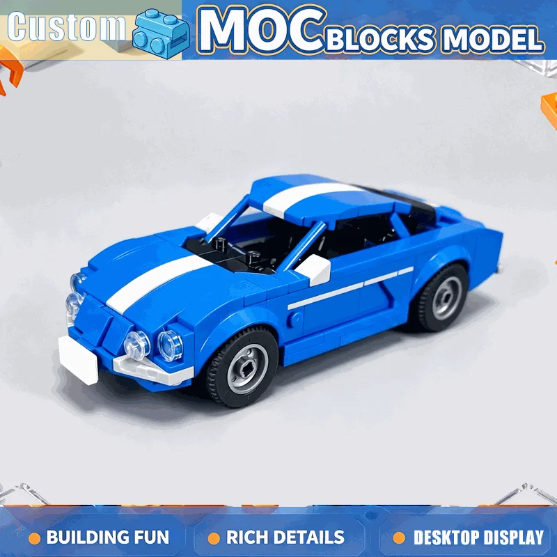 NEW 300PCS Blue Classic Rally Coupe Building Blocks Vintage Sports Car Model DIY Assembly Toy Creative Collection Display Gift