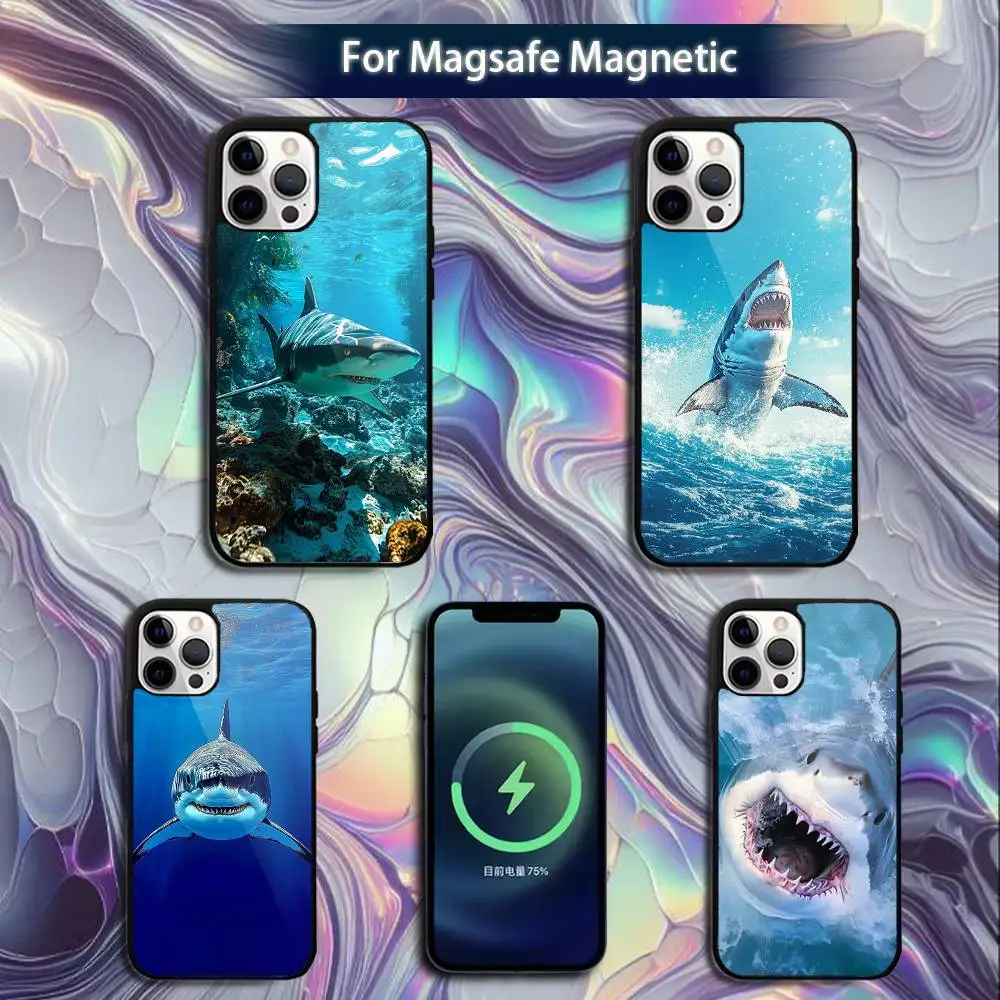 

Animal Shark Ferocious Phone Case For iPhone 16e,16,15,14,13,12,11,Plus,Pro,Max,Mini Magsafe Magnetic Wireless Charging
