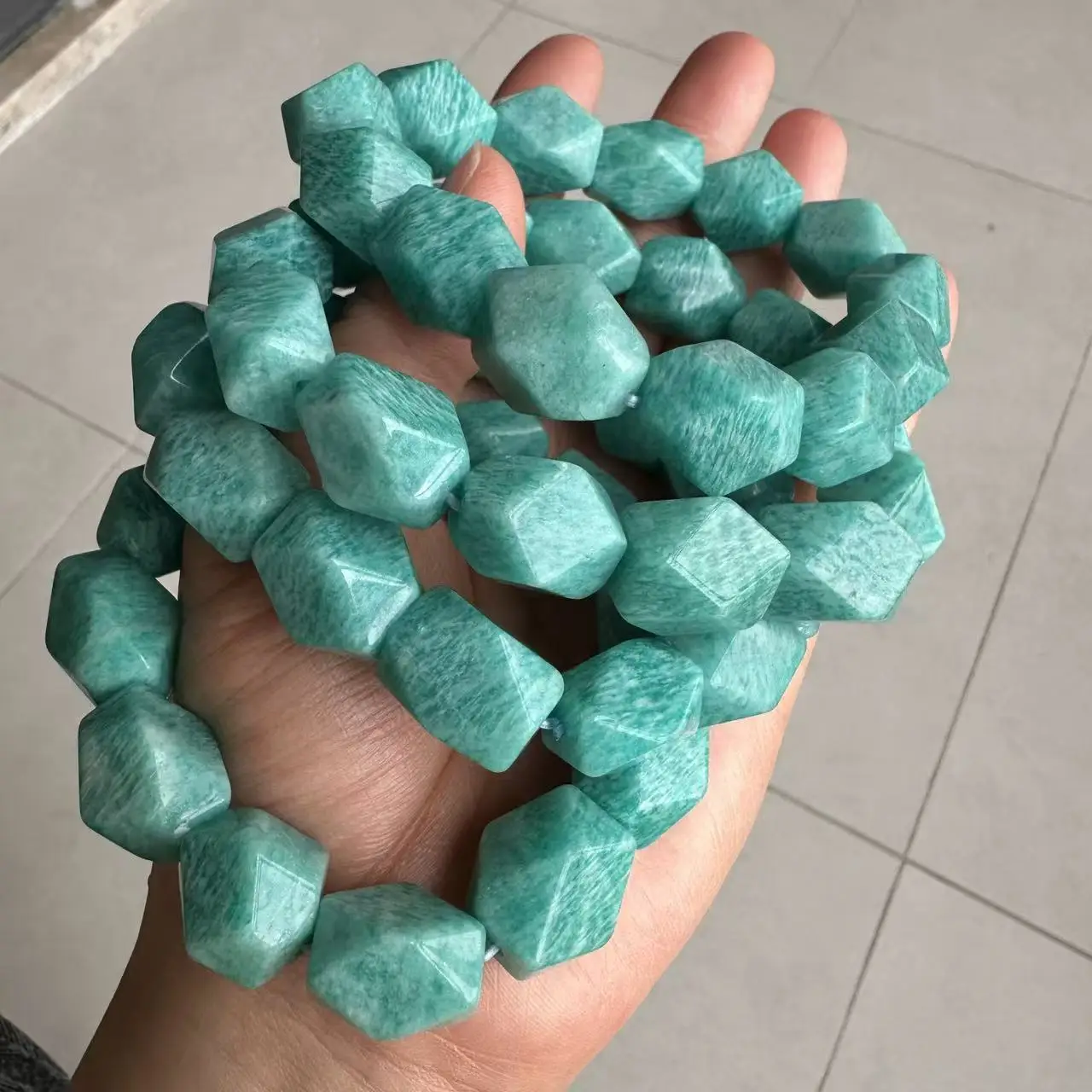 AAAA NEW Natural Blue Amazonite About12x16mm Beads Irregular Bracelet  Natural Gemstone Jewelry Bangle Christmas Gift Wholesale